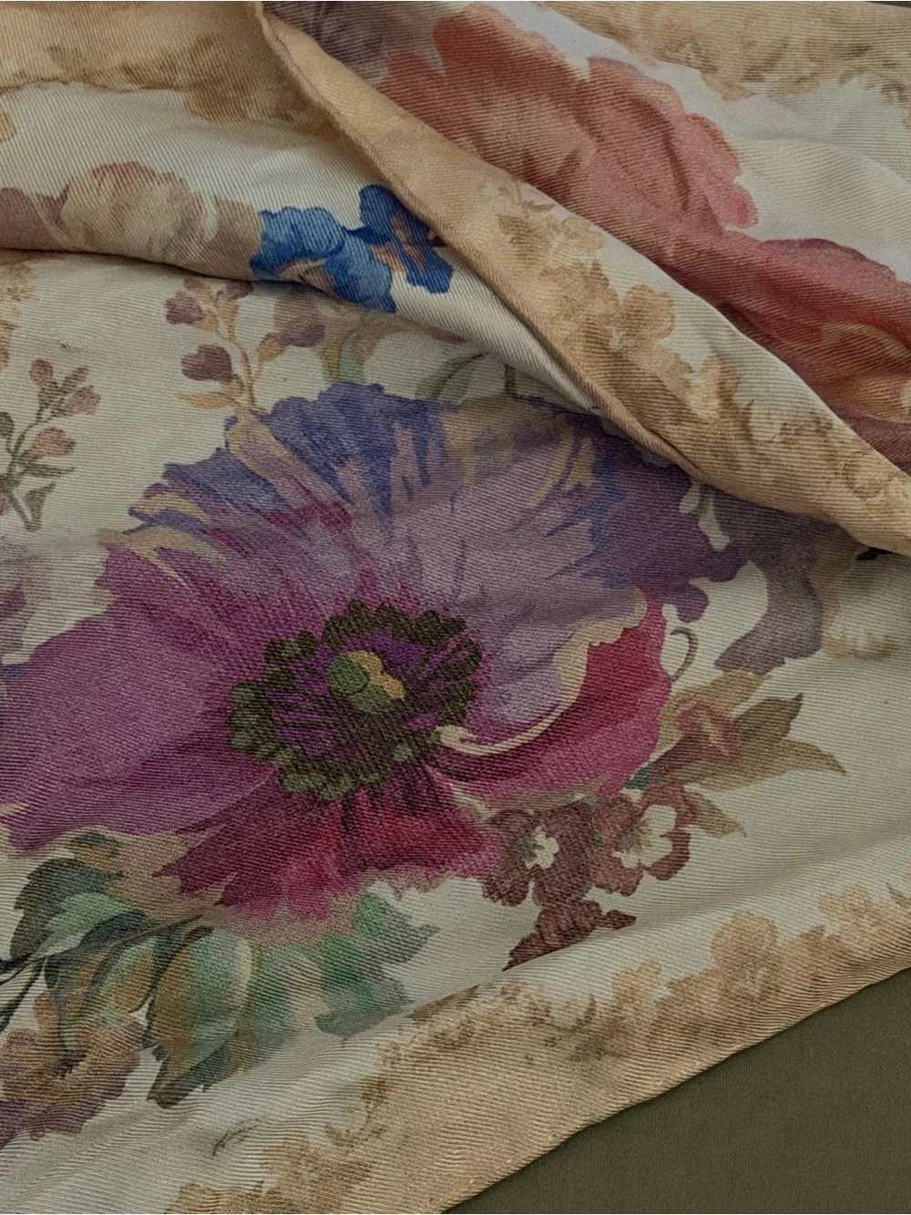 Zimmermann Floral Silk-Like Scarf with Purple & Pink Blooms